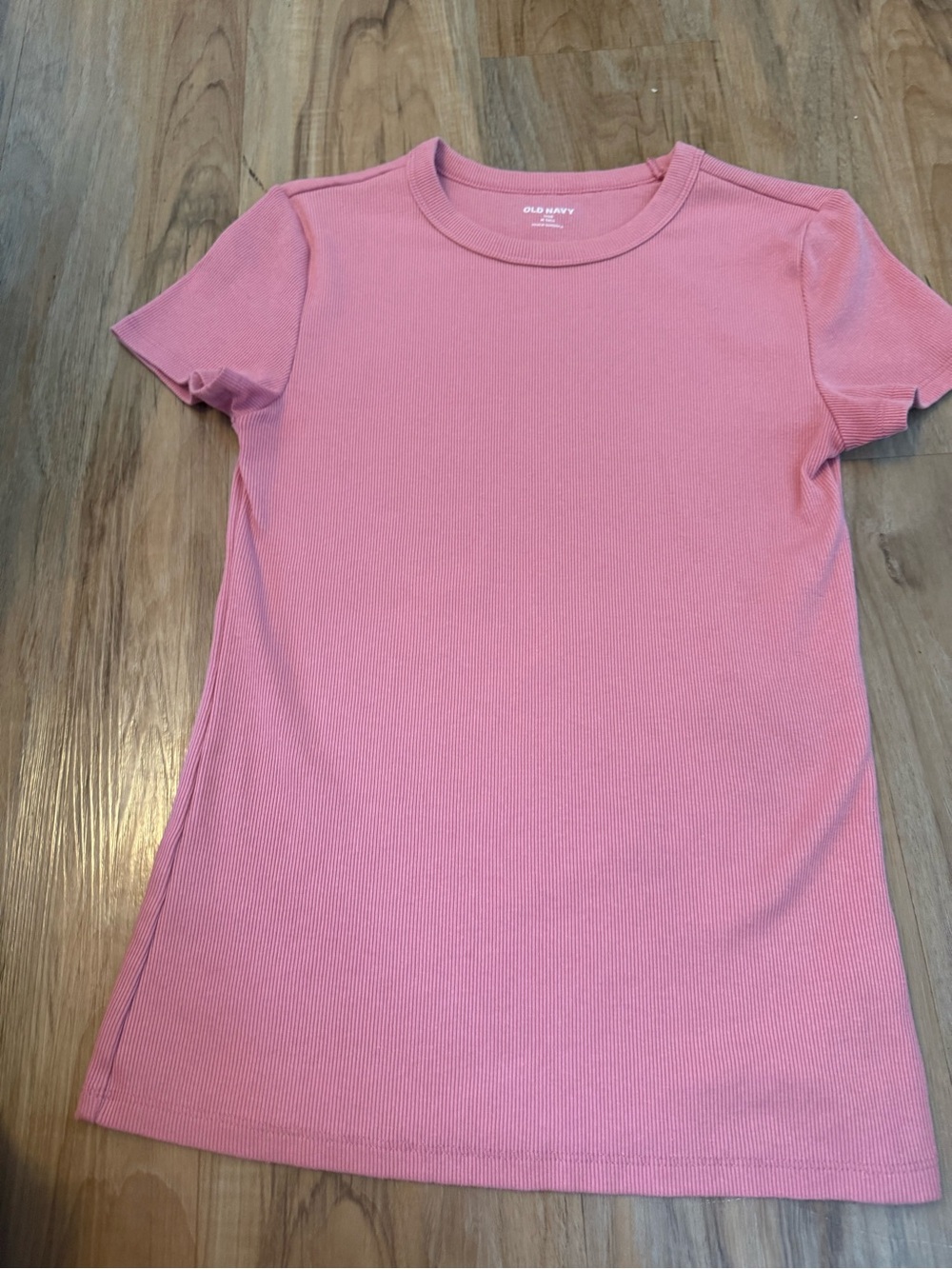 Old Navy Girls Pink Ribbed Crewneck Short Sleeve Tee